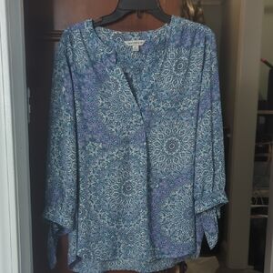 Lucky Brand Blue and Purple Patterned Blouse